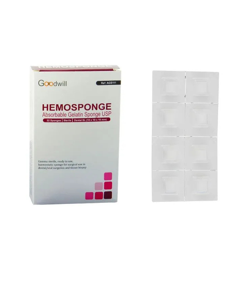 Goodwill Hemosponge 10x10x10 MM Absorbable Gelatin Sponge 32 pk - AGS111