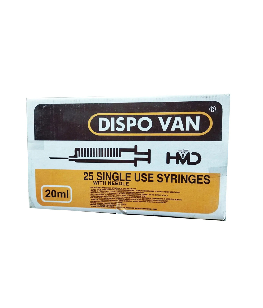 HMD Dispo Van Syringe 20ml 22 Gauge 1.25 Inch Needle